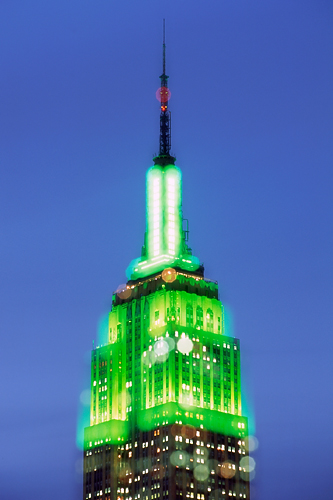 Empire State Building, New York, illuminated green