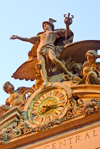 Close-up of Statue of Mercury, exterior Grand Central Terminal