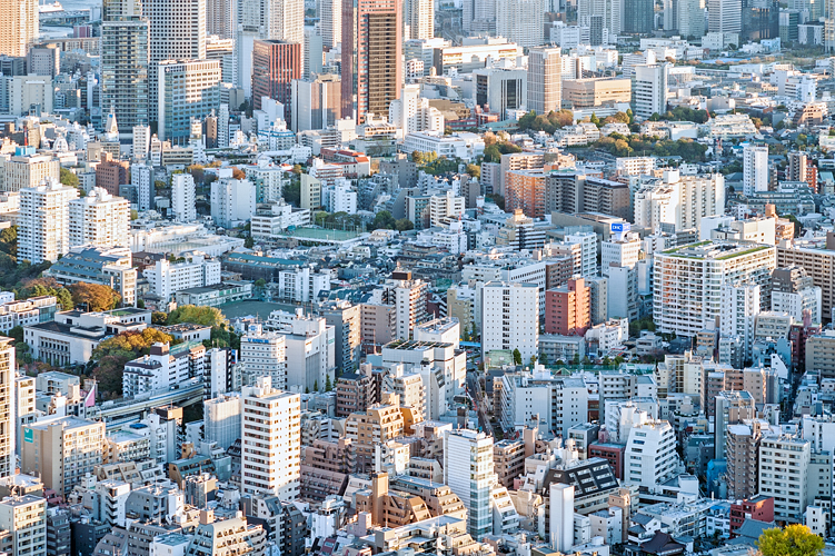 Aerial view of Tokyo buildings