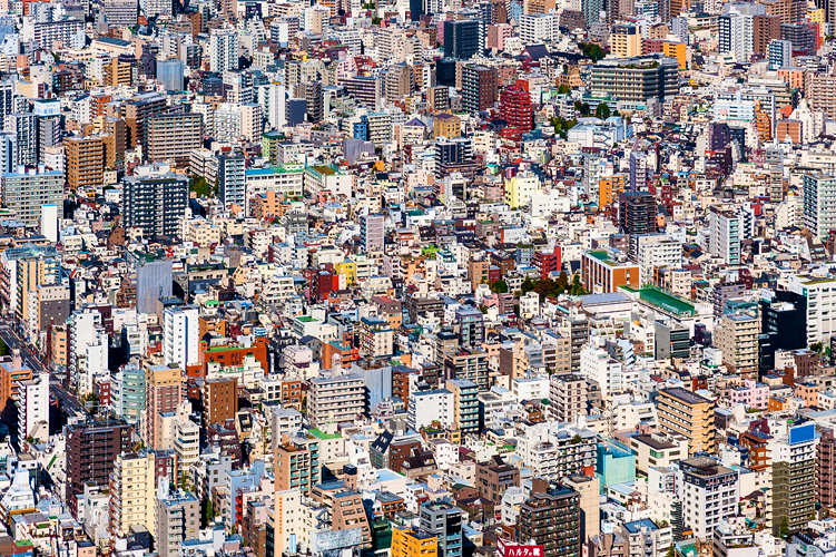 Aerial view of urban density, Tokyo